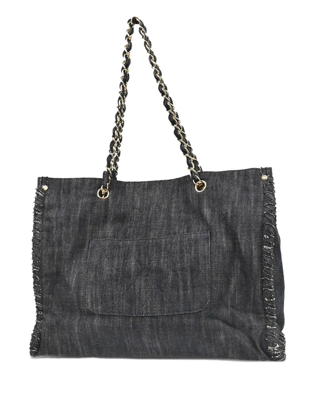 Pre-owned Chanel Embroidered Airplane Denim Tote Bag In Blue