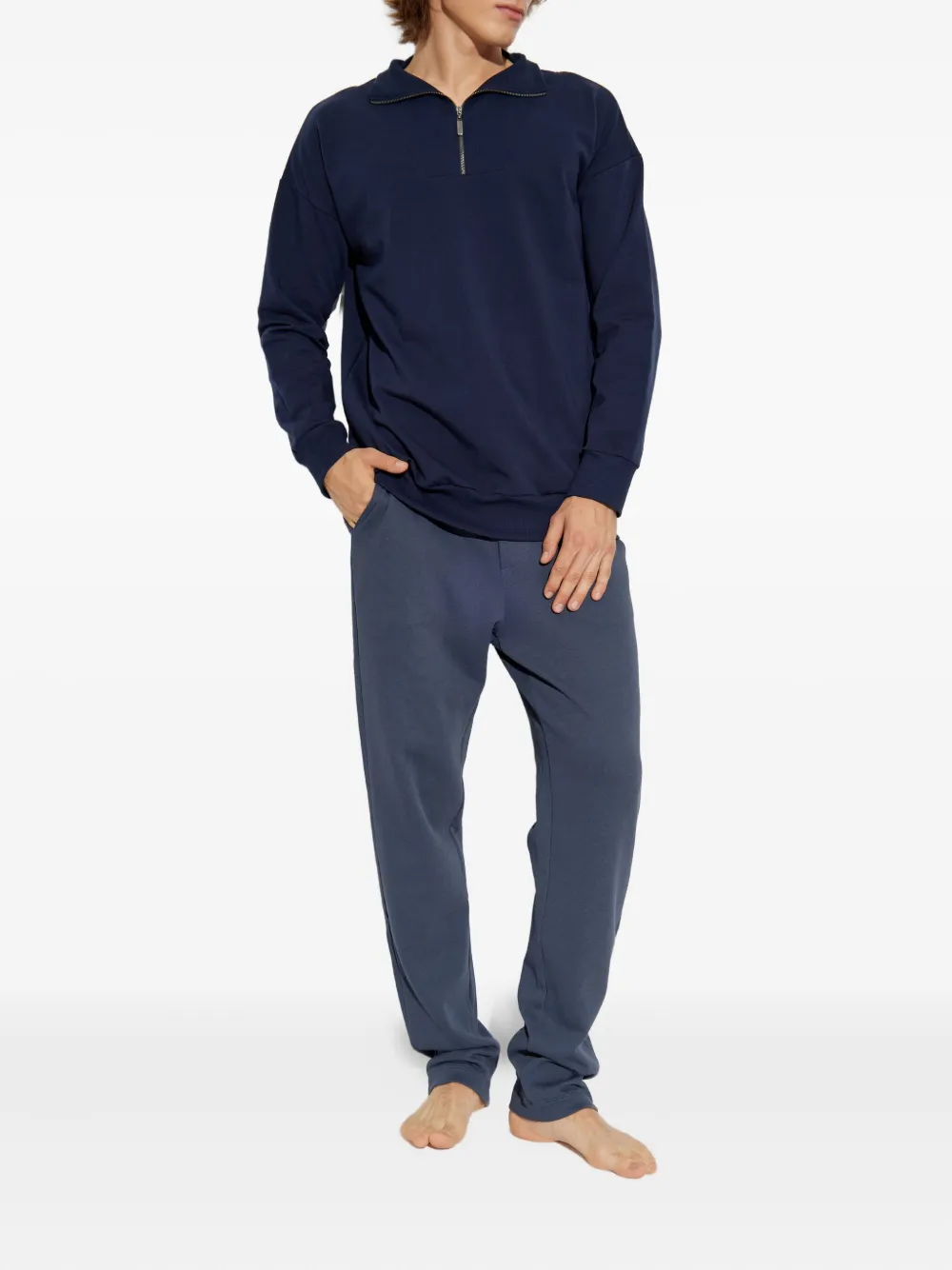 Hanro zip-up sweatshirt - Blauw