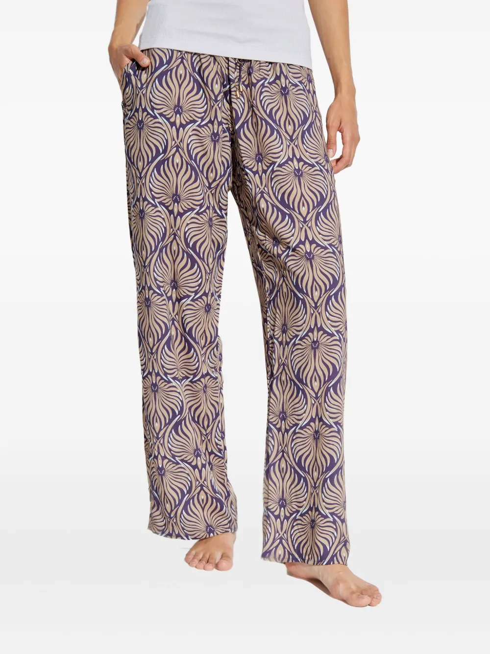Hanro floral-pattern drawstring trousers - 3049