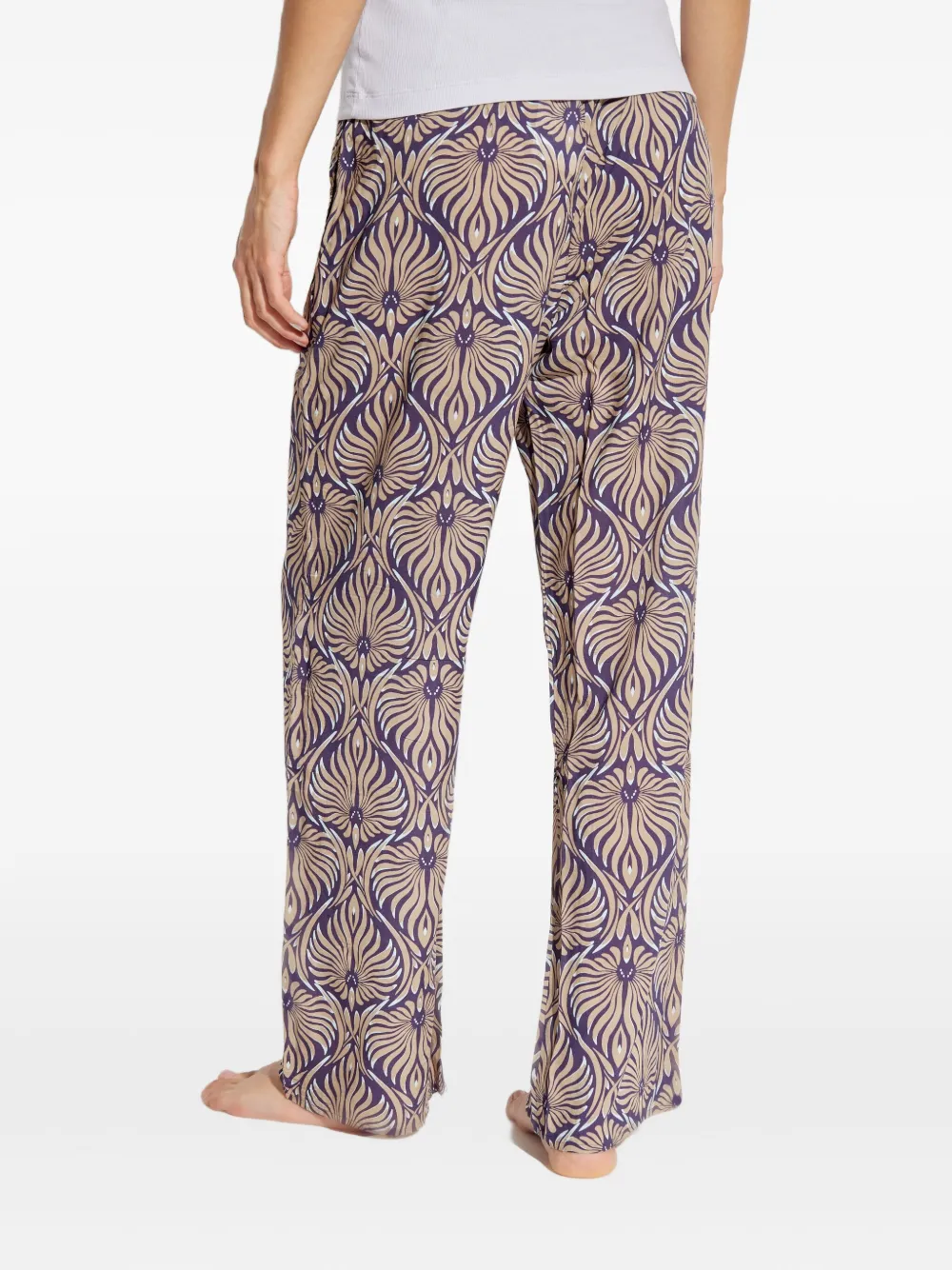 Hanro Broek met trekkoord en bloemenpatroon Paars