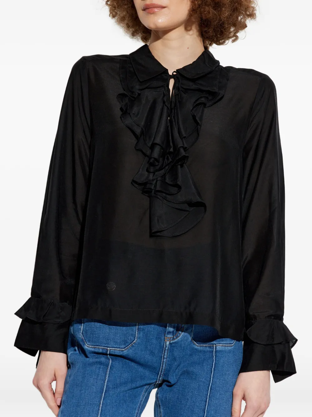 Munthe Ruffled-cuff Blouse In Black