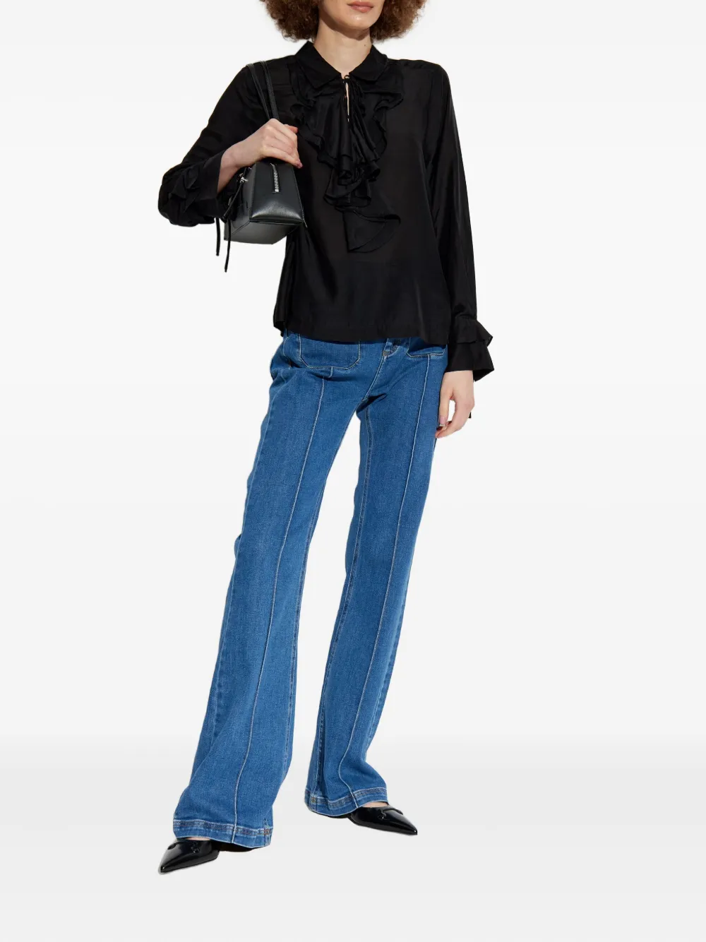 MUNTHE ruffled-cuff blouse - Zwart