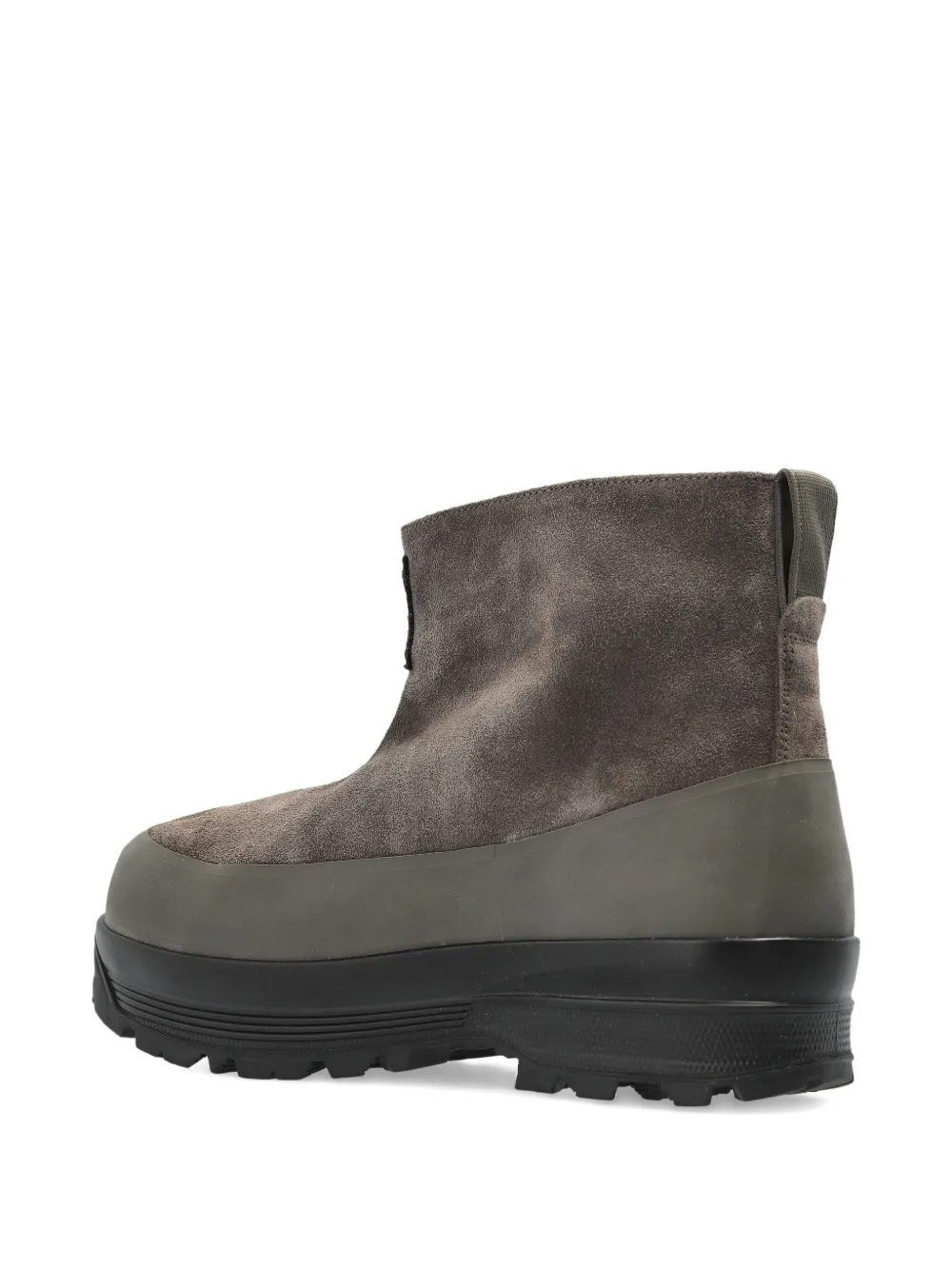 Stone Island Suede Logo-patch Ankle Boots In Gray