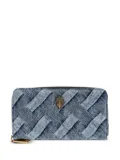 Kurt Geiger London Kensington woven-denim zip-around purse - Blue