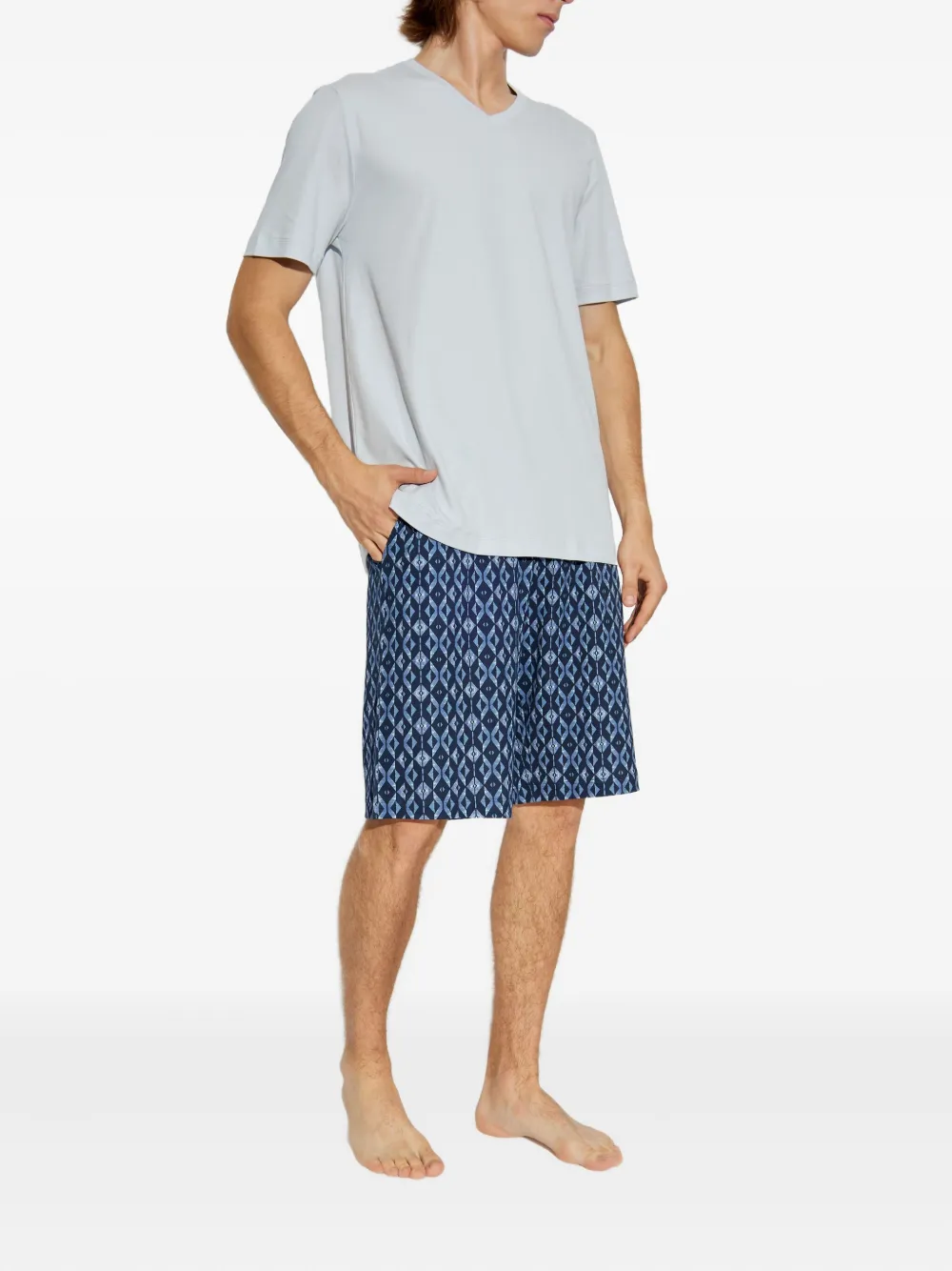 Hanro Pyjama met geometrische print Blauw