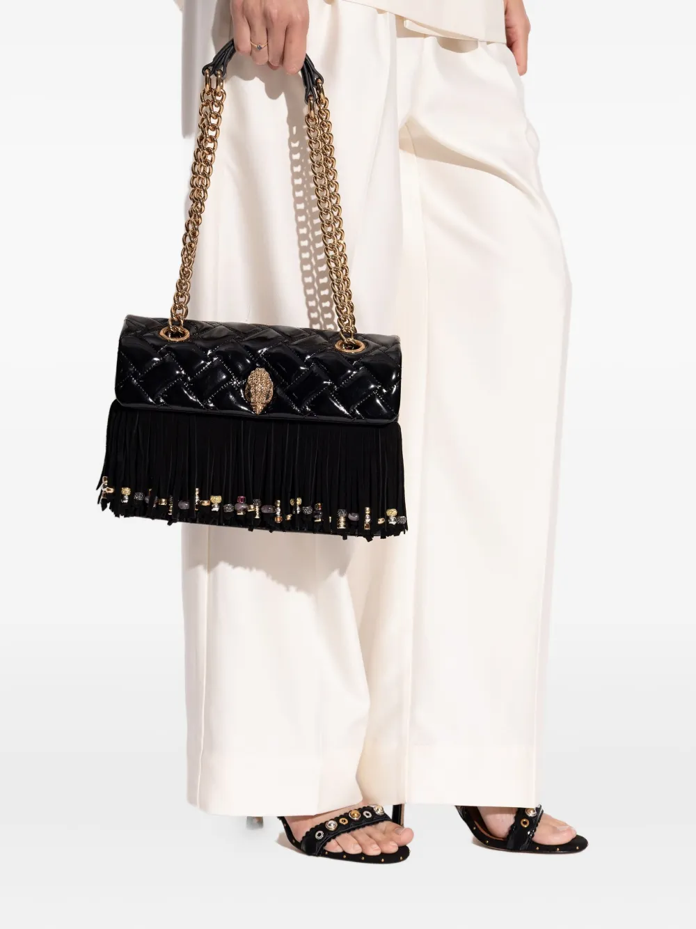 Kurt Geiger London small Kensington Fringe shoulder bag - Zwart