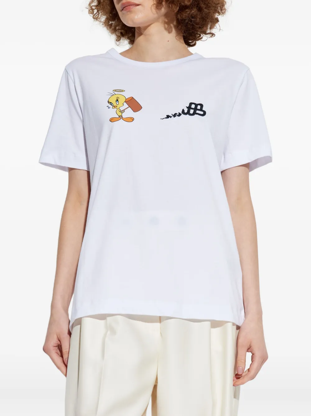 MUNTHE x Looney Tunes Tweety T-shirt met vogelprint Wit