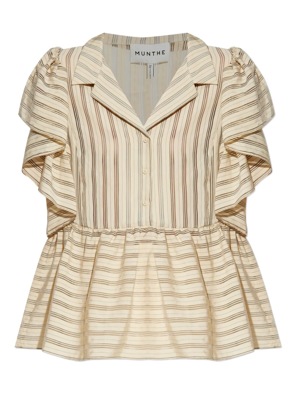 Munthe Ludive Striped Ruffled Blouse In Neutral
