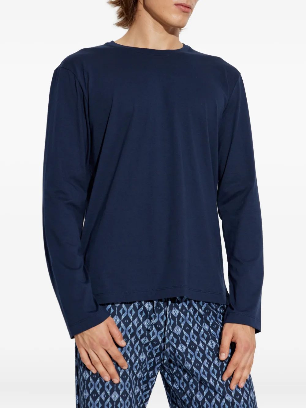 Hanro Katoenen T-shirt met lange mouwen Blauw
