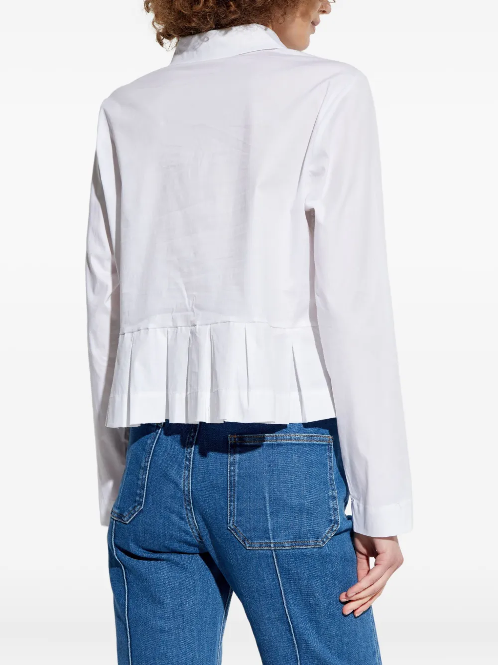 Munthe Pleated-hem Button Top In White