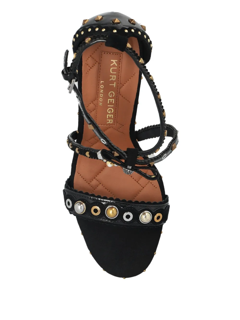 Kurt Geiger London 89mm bow eyelet-embellished sandals Zwart