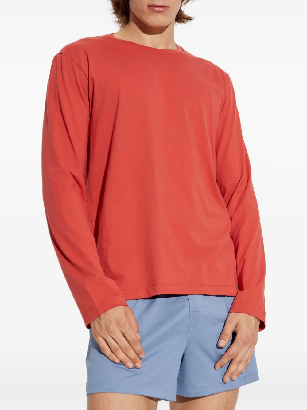 Hanro Katoenen T-shirt met korte mouwen Rood