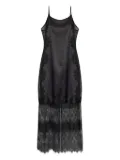MUNTHE Lazo satin lace-trimmed slip maxi dress - Black