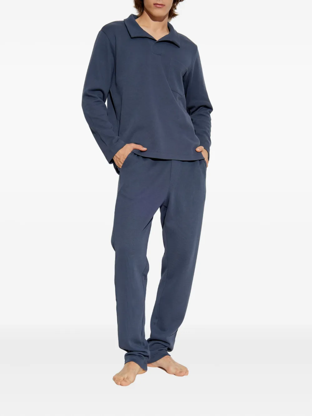 Hanro long-sleeve pocket sweatshirt - Blauw