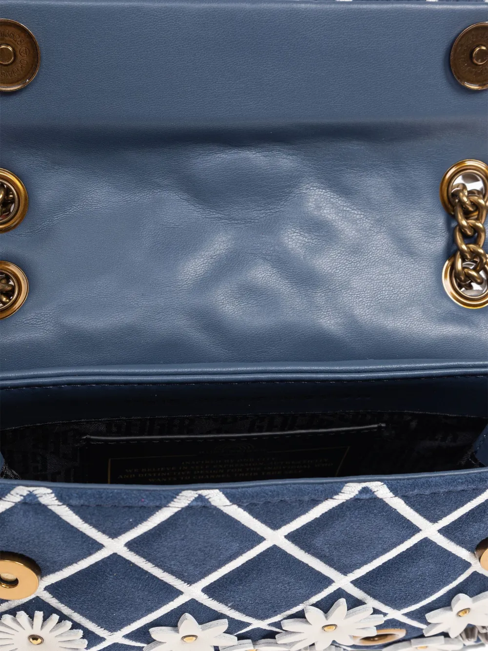 Kurt Geiger London Kleine Kensington schoudertas verfraaid met bloemen Blauw
