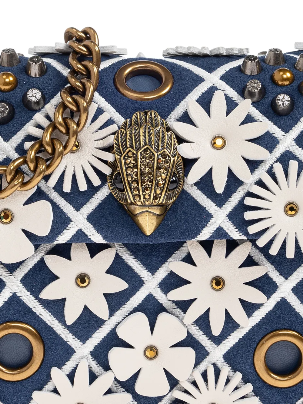 Kurt Geiger London Kleine Kensington schoudertas verfraaid met bloemen Blauw