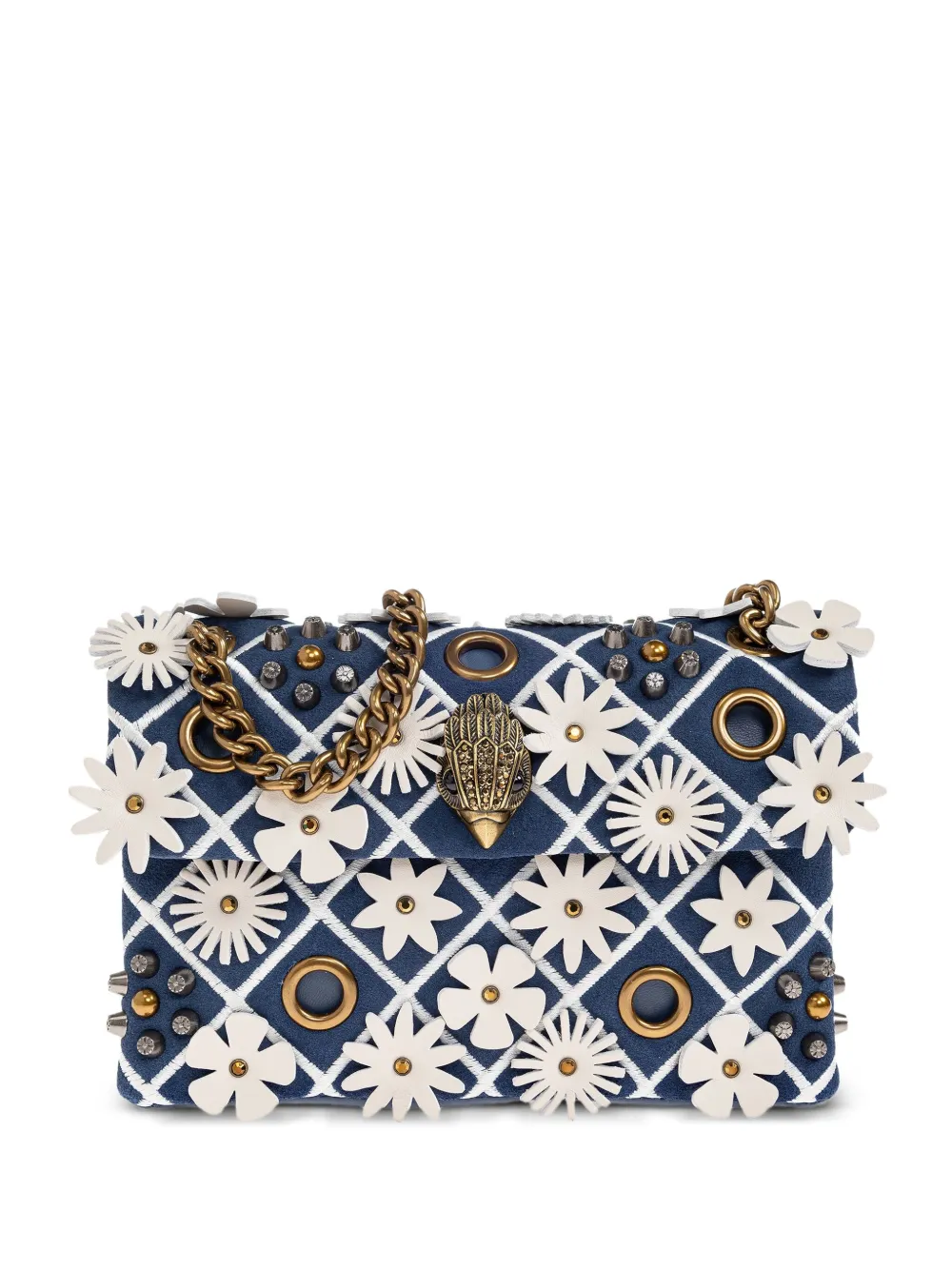Kurt Geiger London small Kensington flower-embellished shoulder bag | Blue | Image 1