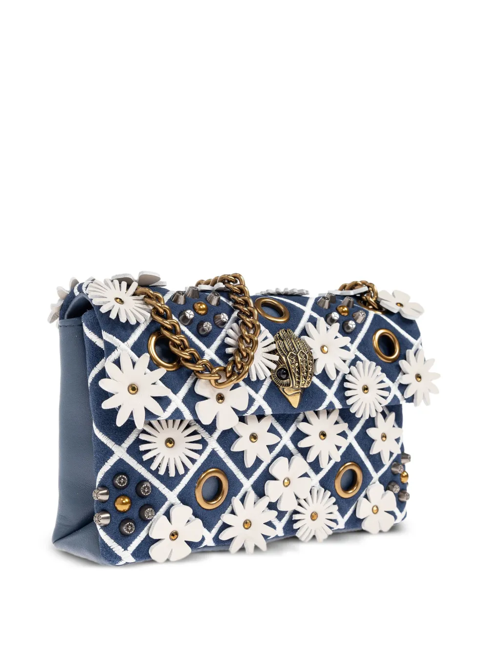 Kurt Geiger London Kleine Kensington schoudertas verfraaid met bloemen Blauw