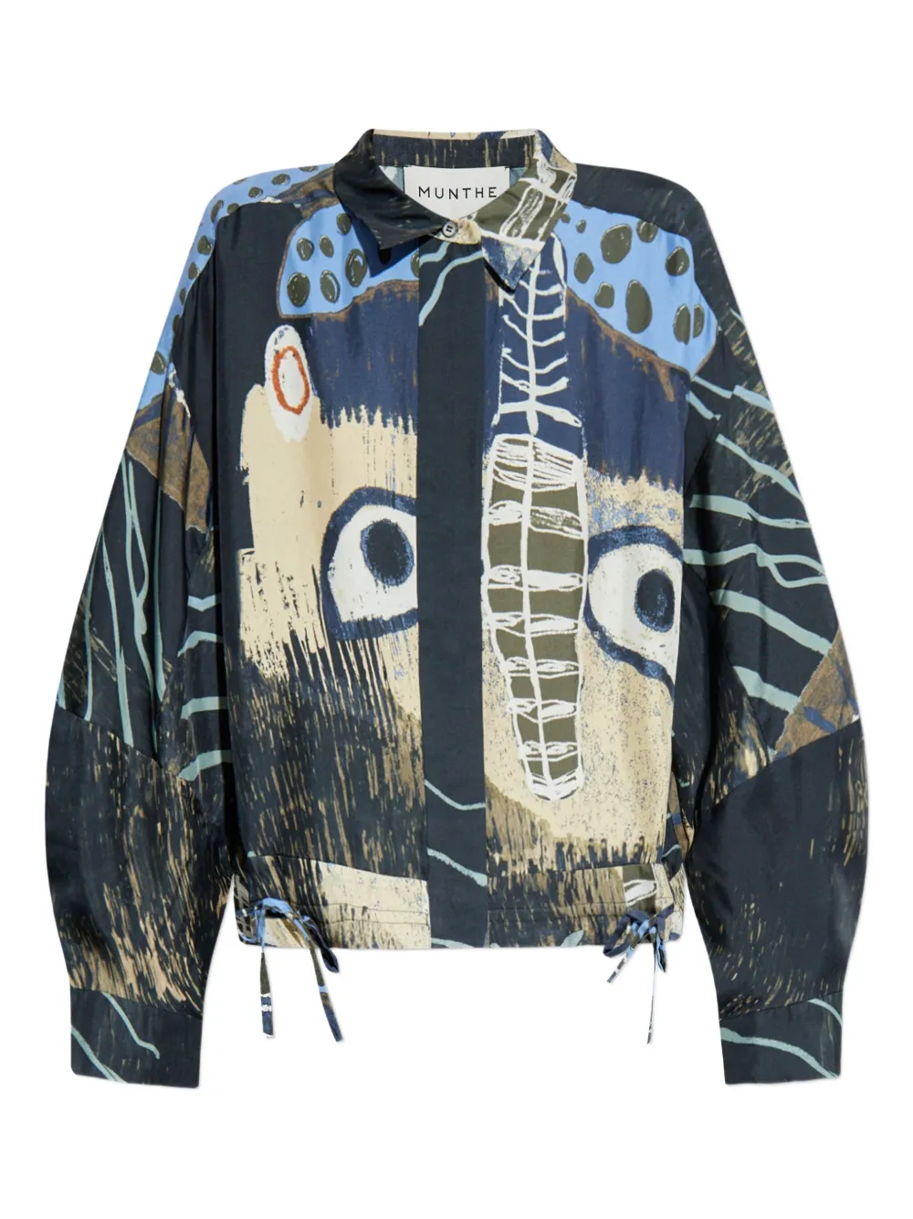 Munthe Loasta Abstract-print Drawstring Top In Multi