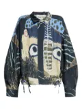 MUNTHE Loasta abstract-print drawstring top - Black