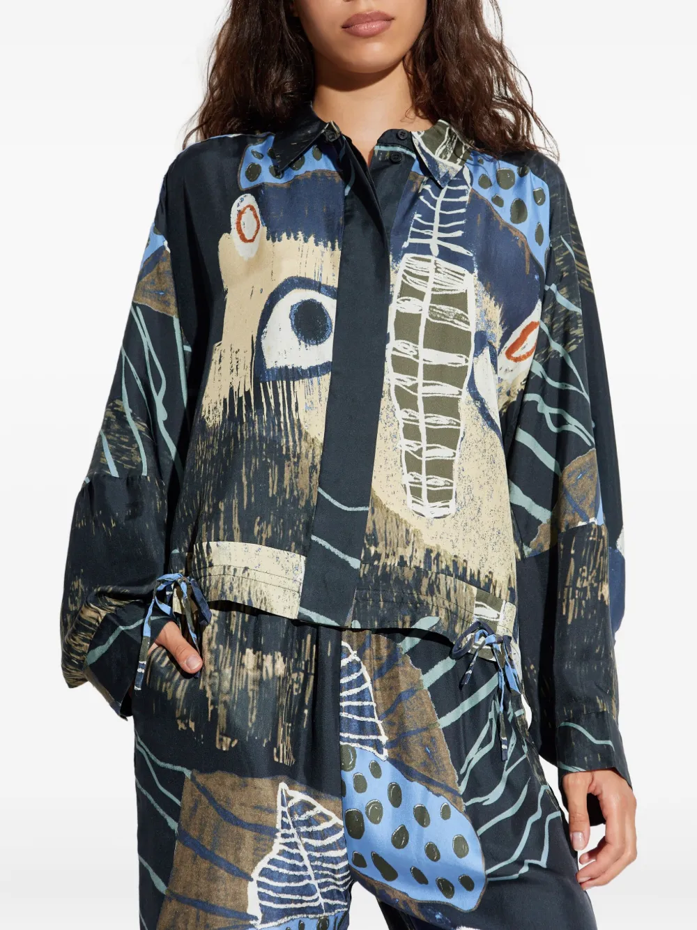 Munthe Loasta Abstract-print Drawstring Top In Multi