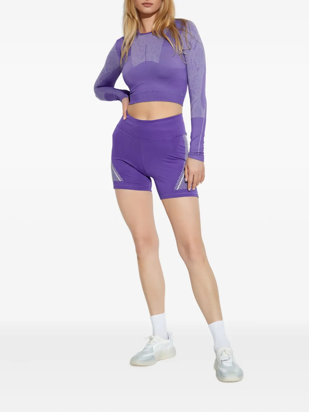 Adidas By Stella Mccartney Reflective-stripe Running Shorts In Blue