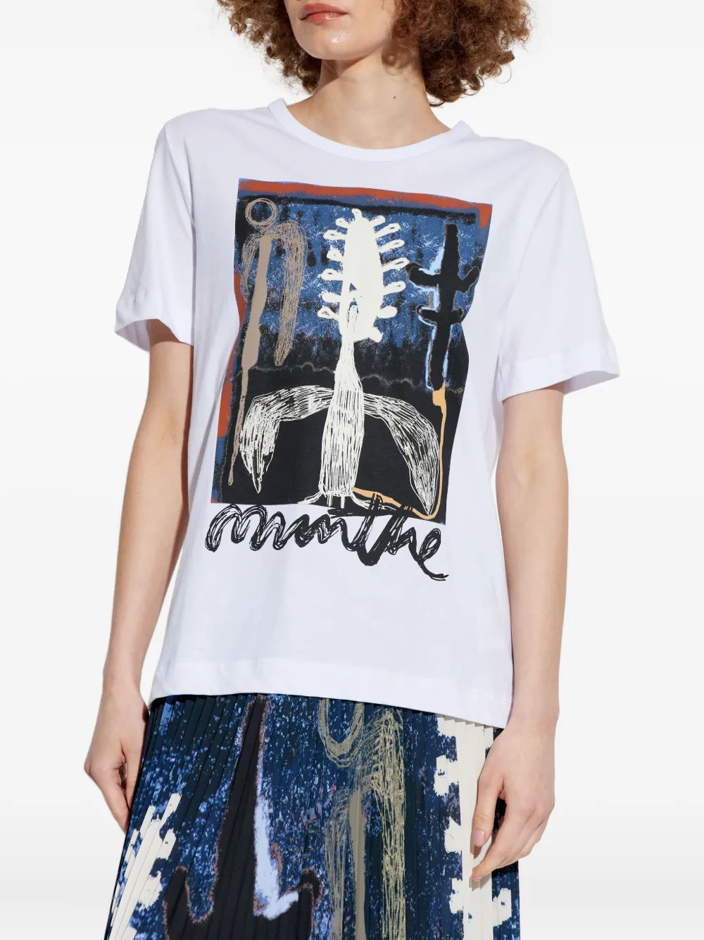 MUNTHE T-shirt met abstracte print Wit