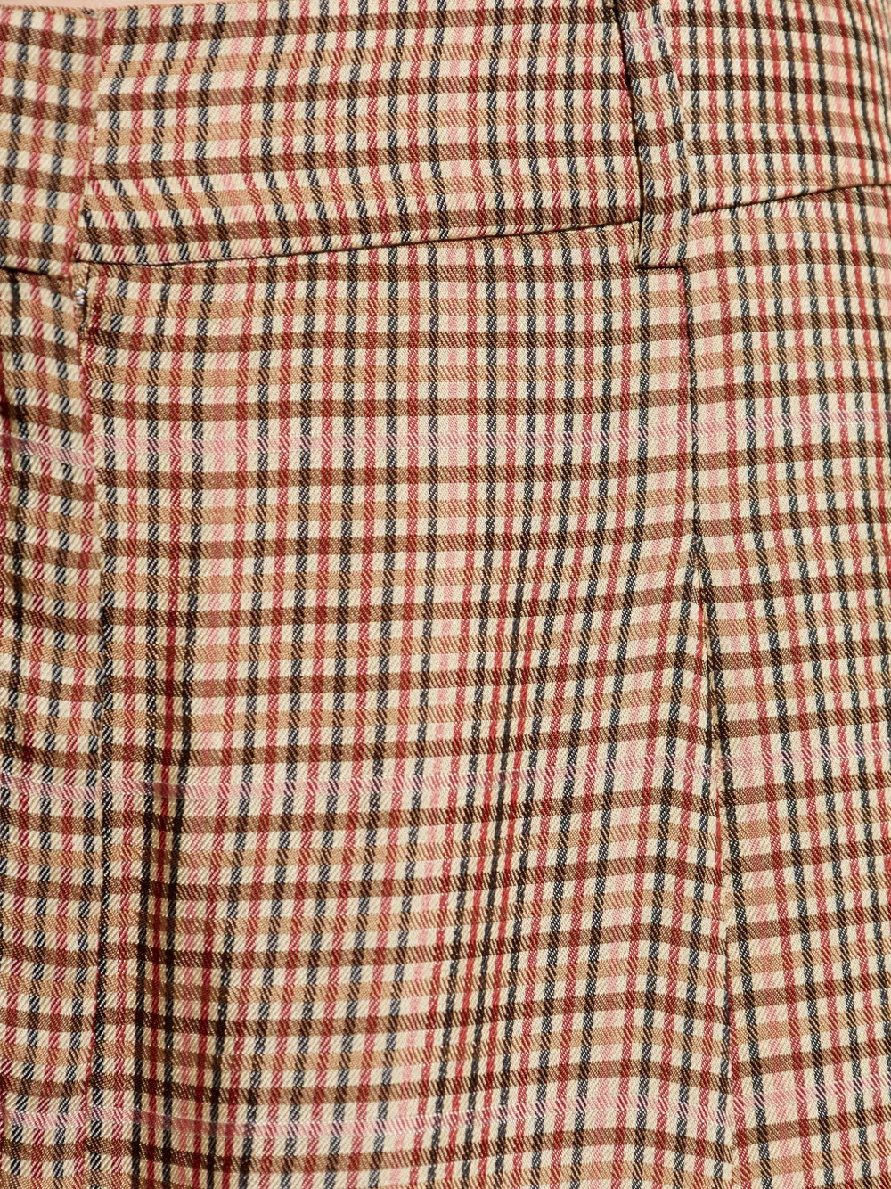 Munthe Pleated Check-pattern Cropped Trousers In Brown