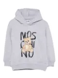 Moschino Kids teddy-print cotton hoodie - Grey