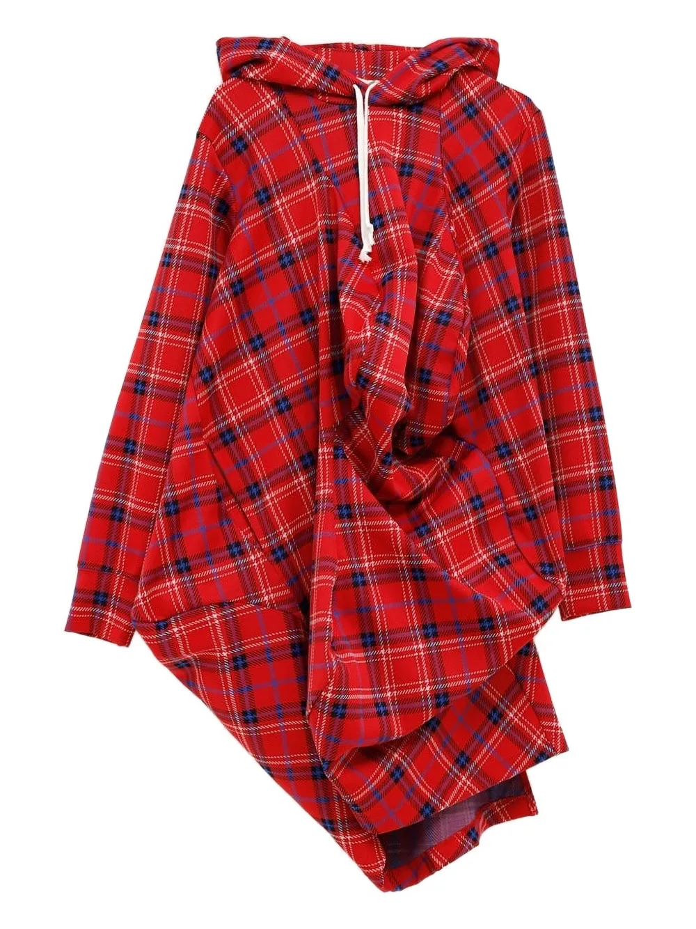 Comme Des Garçons Plaid-pattern Hoodie In Red