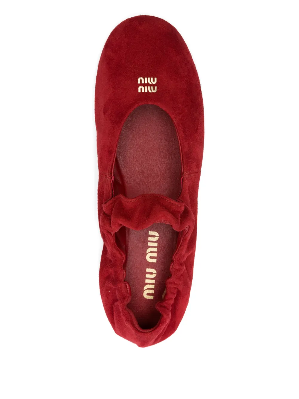Miu Suède ballerina's Rood