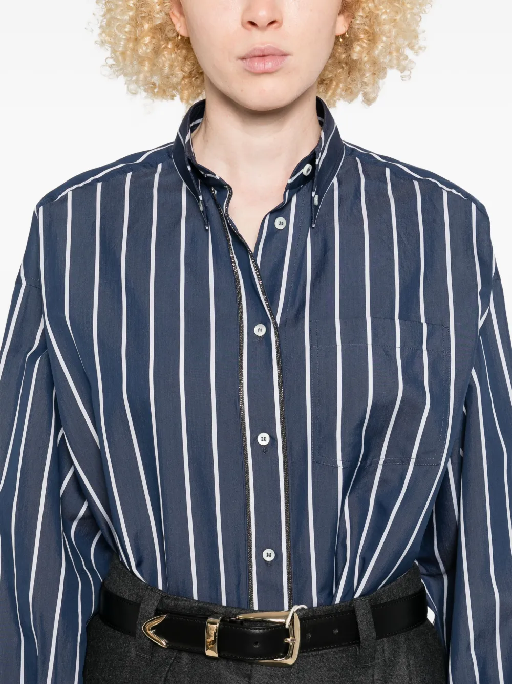 Brunello Cucinelli Gestreept blouse Blauw