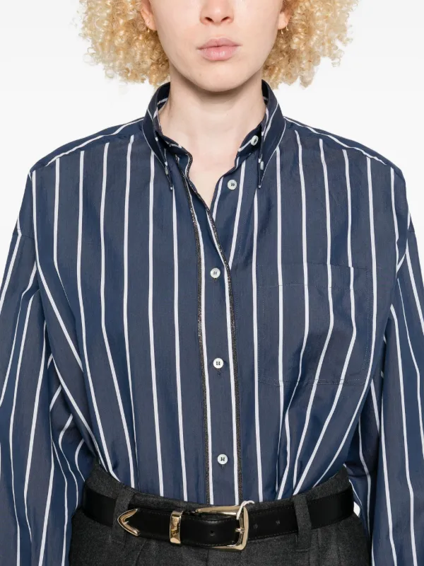 ブルネロクチネリストライプシャツ 中古・古着通販】BRUNELLO CUCINELLI (ブルネロクチネリ) ストライプ