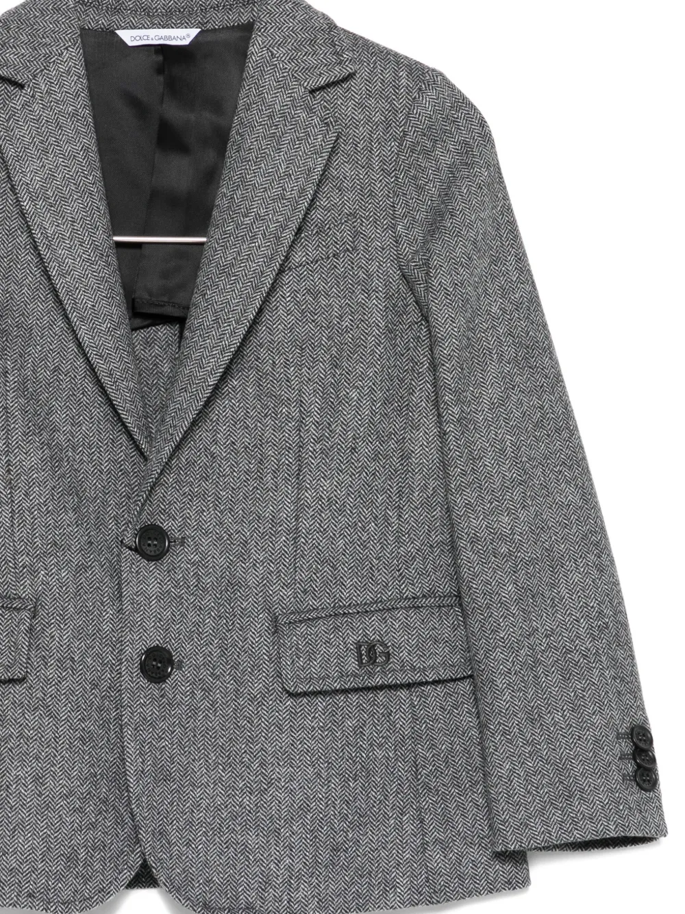 Dolce & Gabbana Herringbone Blazer In Gray