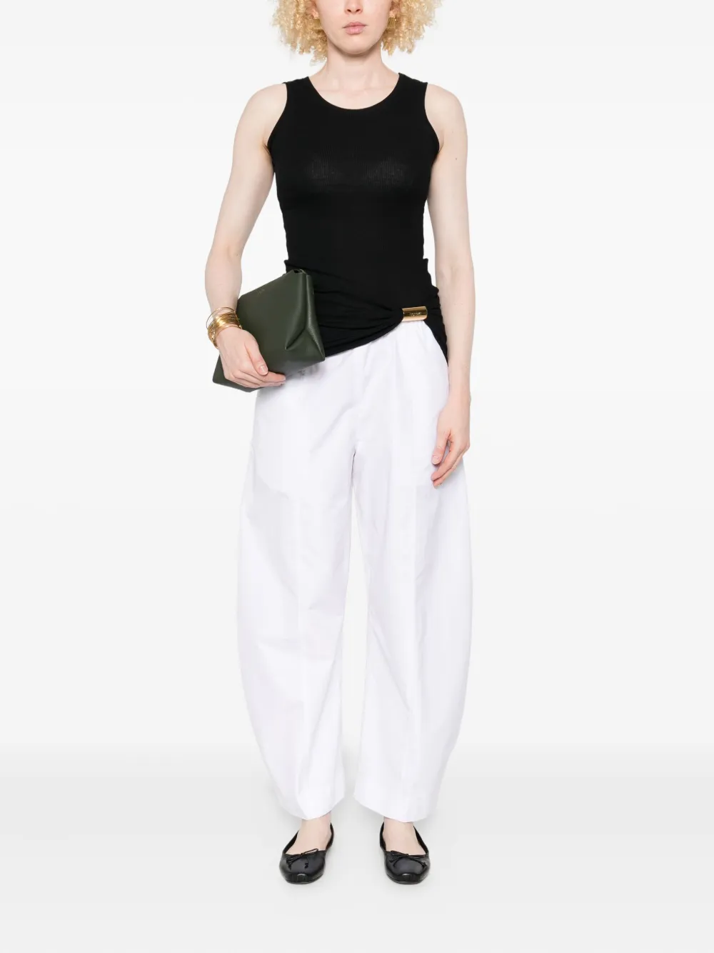 KHAITE elastic-waist cotton trousers - Wit