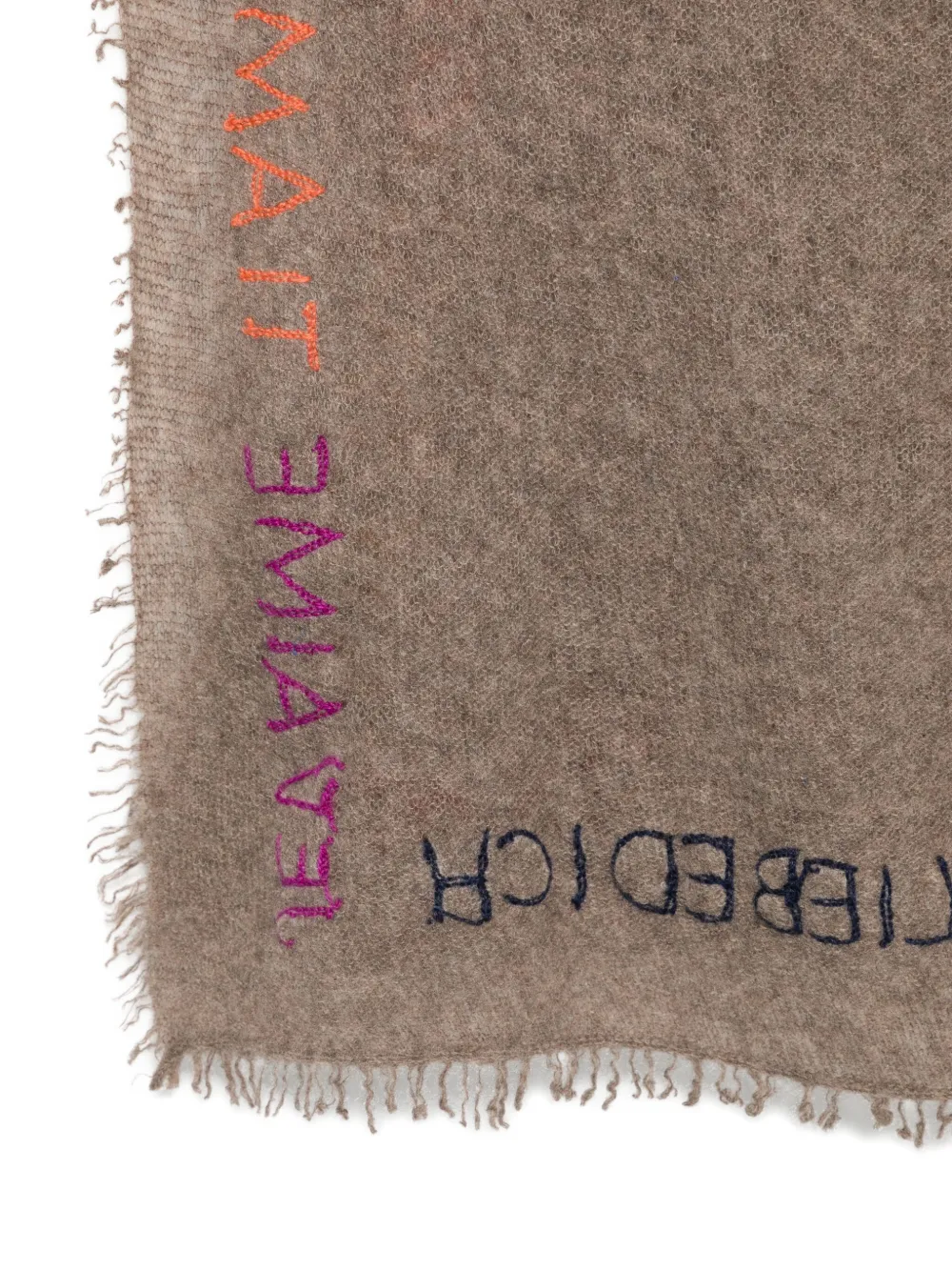 Faliero Sarti embroidered frayed-edge scarf - Bruin