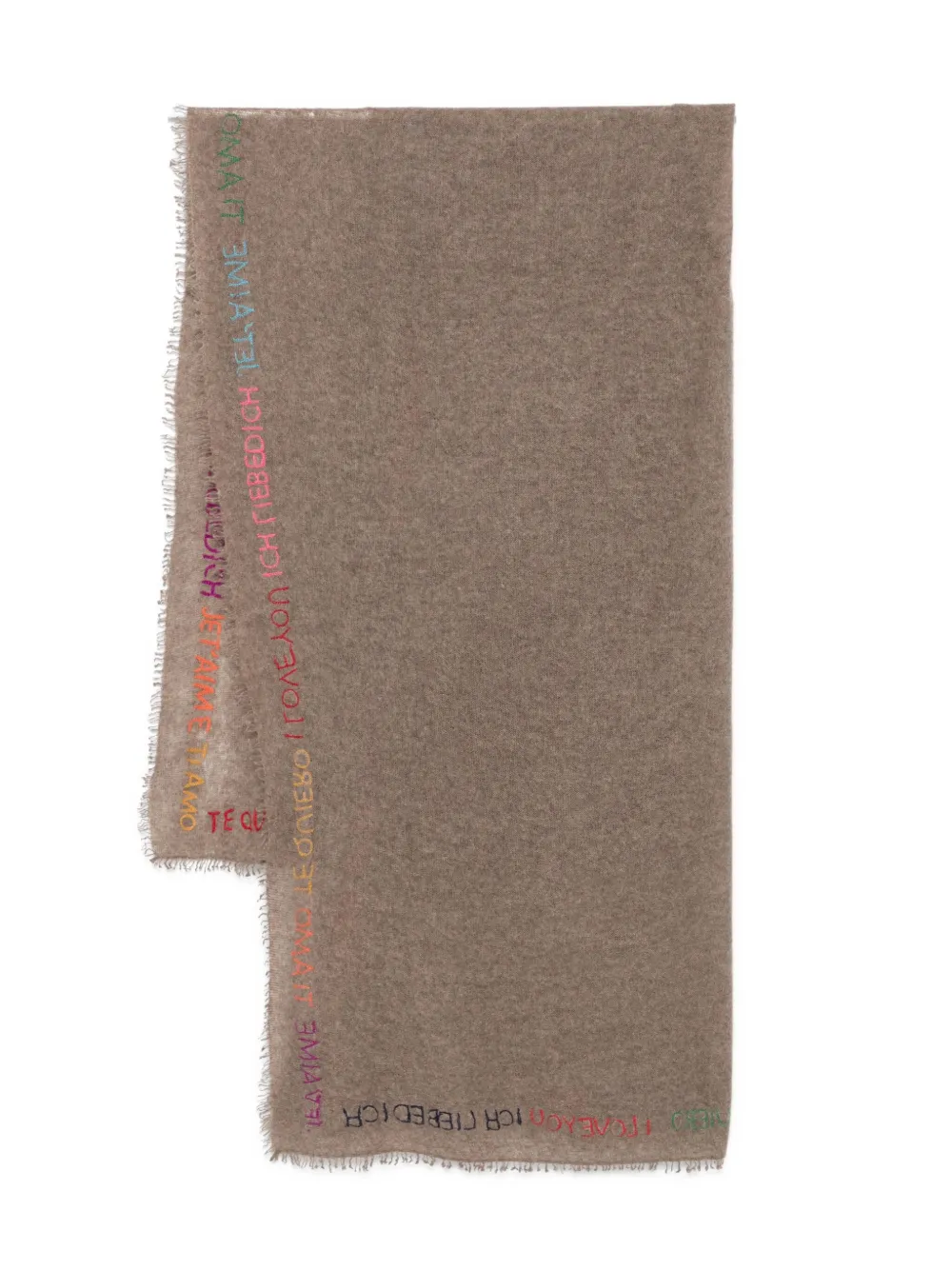 embroidered frayed-edge scarf