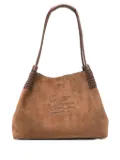 ETRO Libra braided-handle suede tote bag - M0453 BROWN