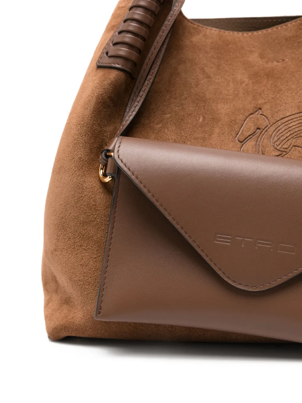 ETRO Libra braided-handle suede tote bag M0453 BROWN
