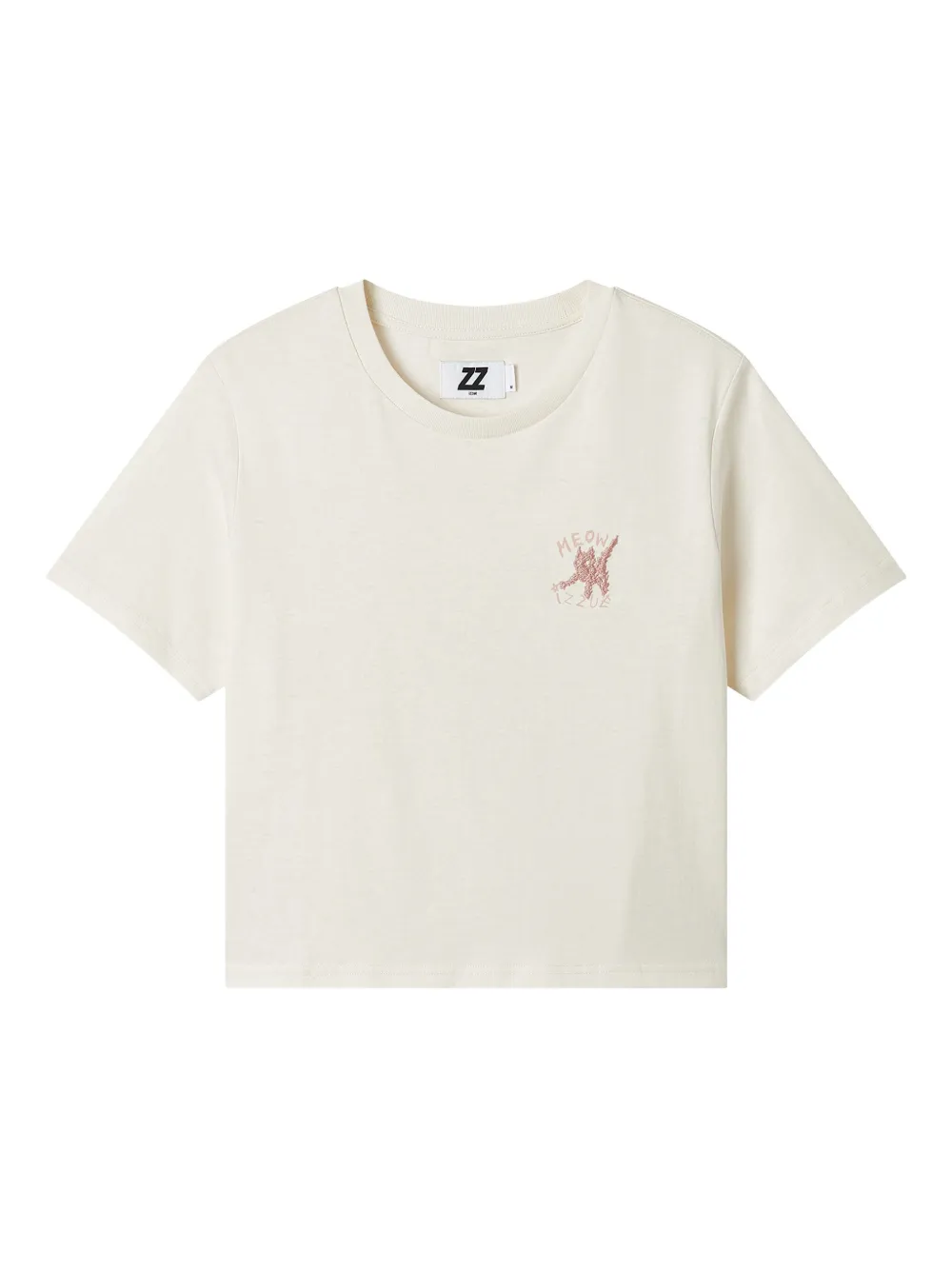 izzue cat-embroidered T-shirt | Neutrals | Image 1
