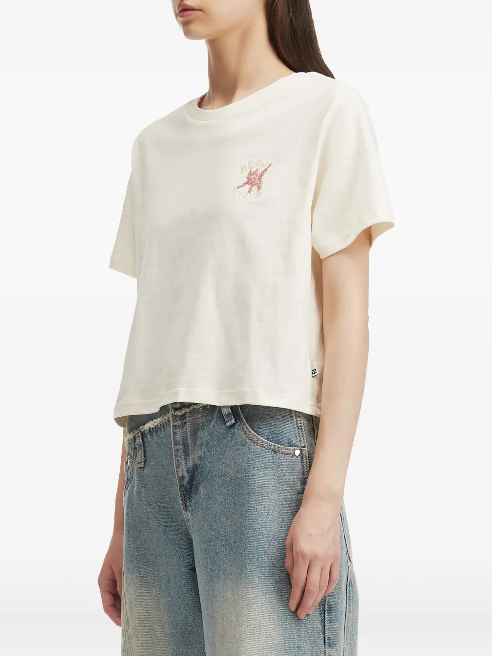 Izzue Cat-embroidered T-shirt In Multi