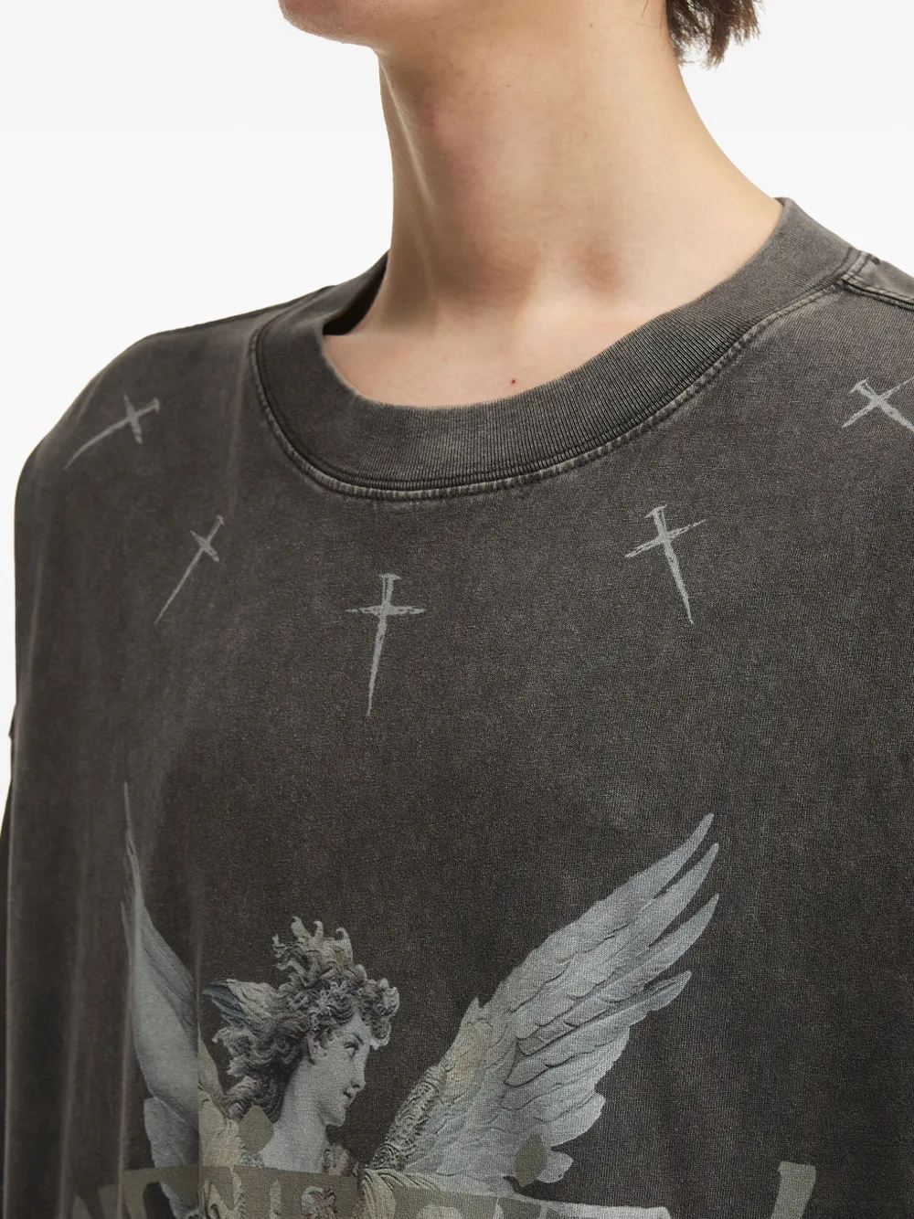 FIVE CM T-shirt met engelprint en lange mouwen Grijs