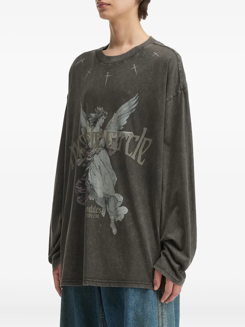 FIVE CM T-shirt met engelprint en lange mouwen Grijs