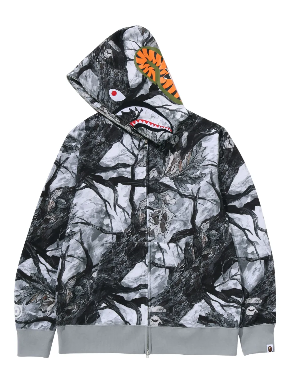 A BATHING APE Tree Edge Camo Shark hoodie met rits Zwart