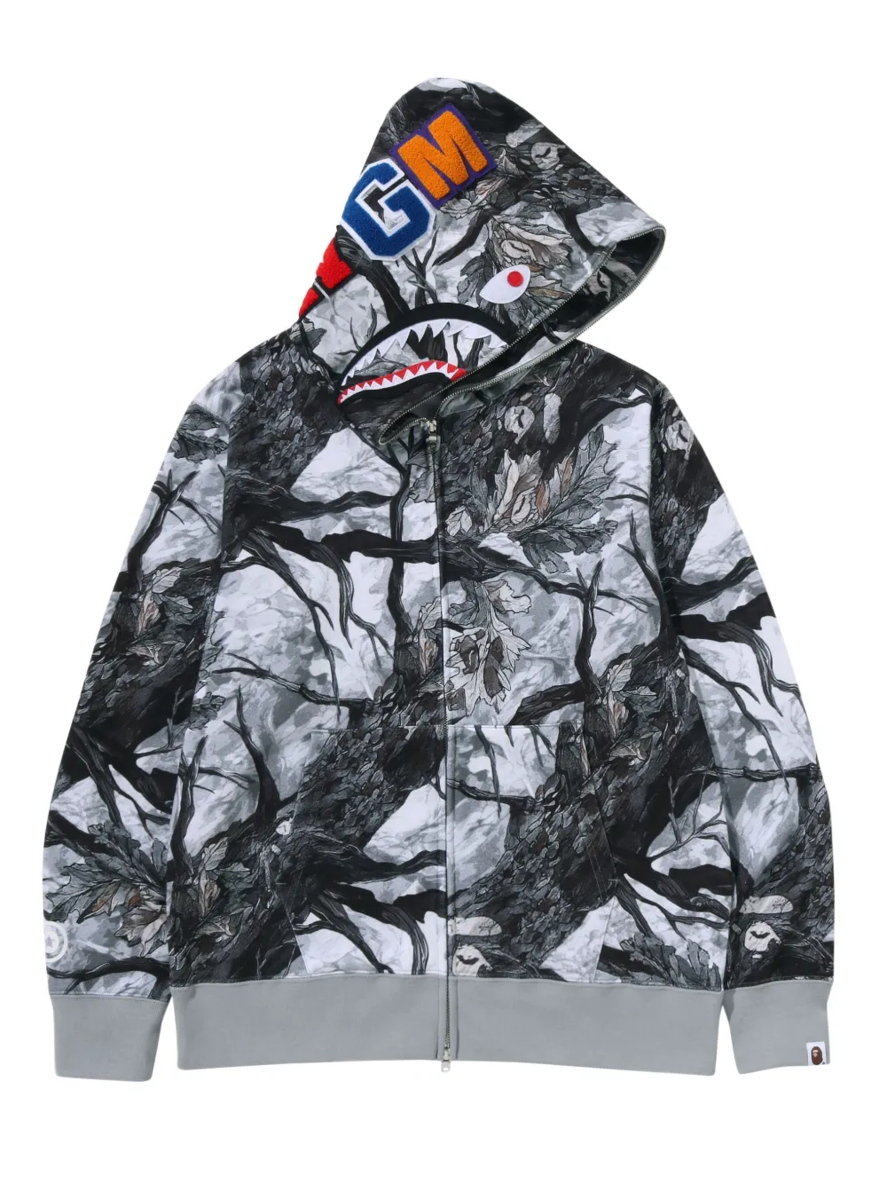 A BATHING APE Tree Edge Camo Shark hoodie met rits Zwart