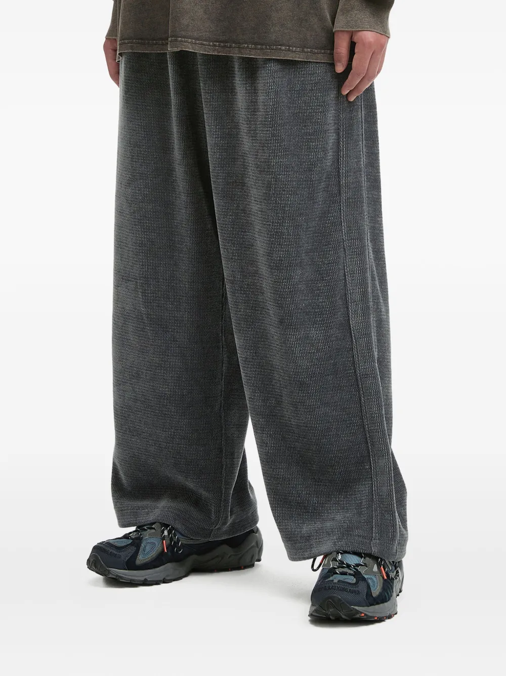 Five Cm Velour Textured Track Pants In Gray