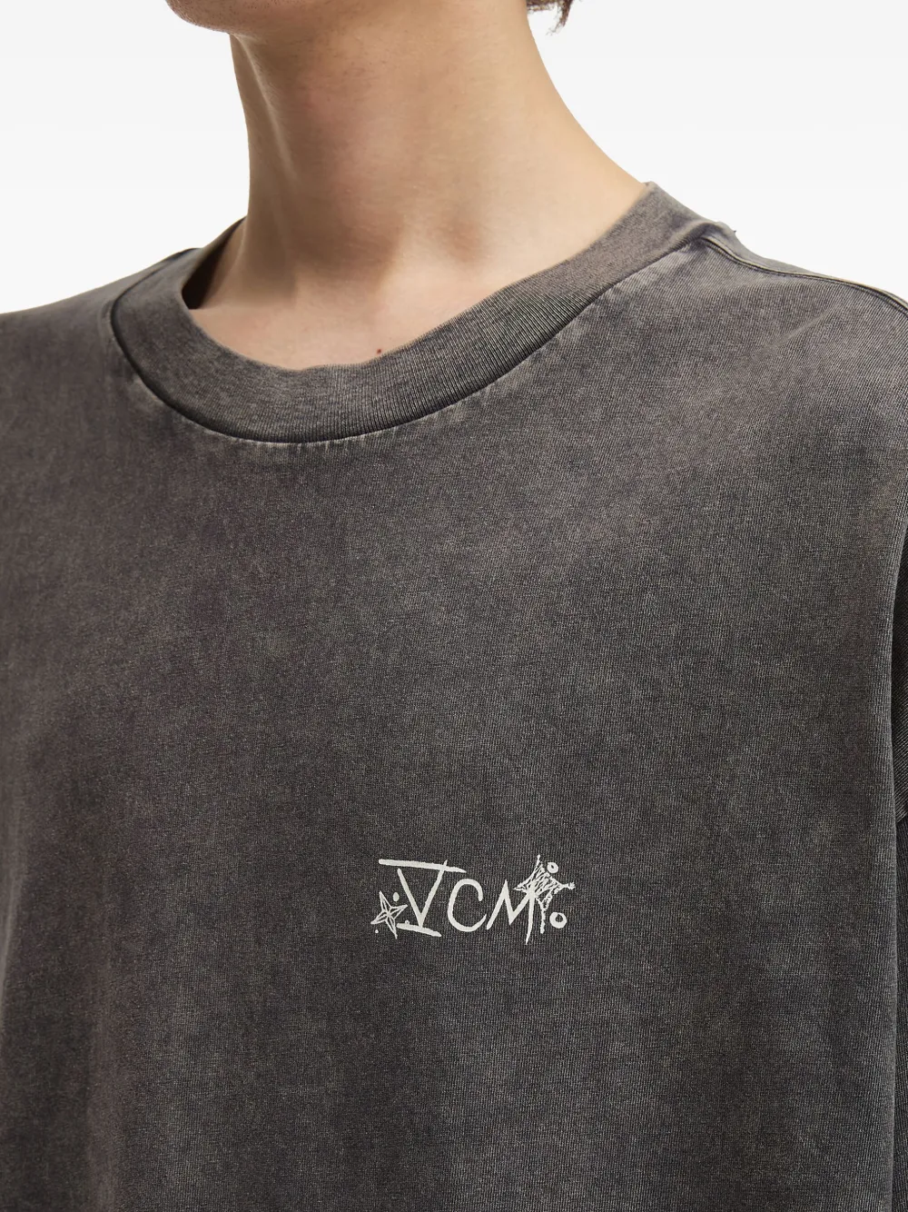 FIVE CM T-shirt met lange mouwen en acid wassing Grijs