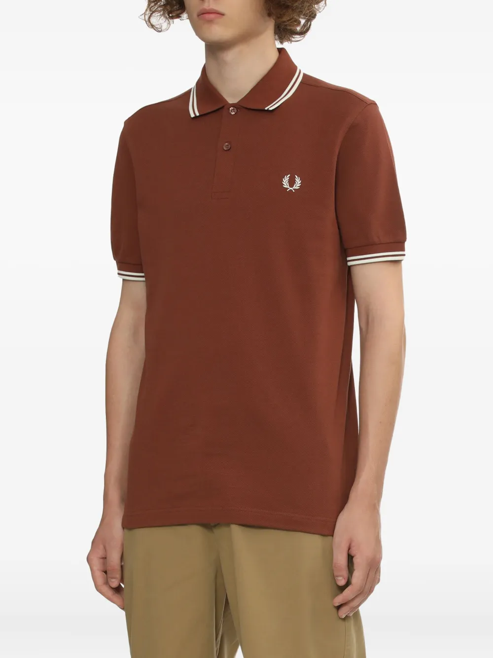 Fred Perry Poloshirt met gestreepte kraag Bruin