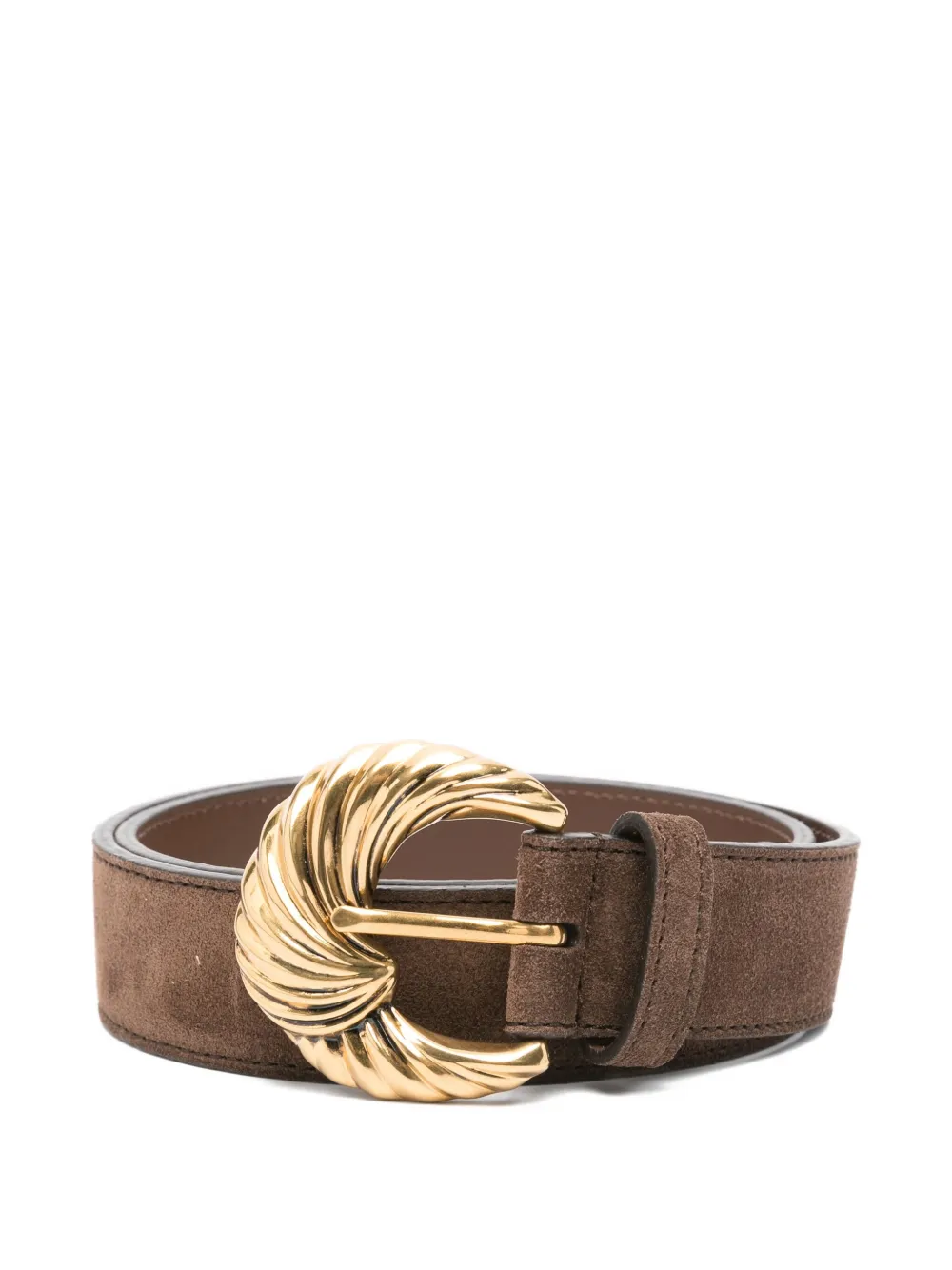 ETRO swirl-buckle suede belt Bruin