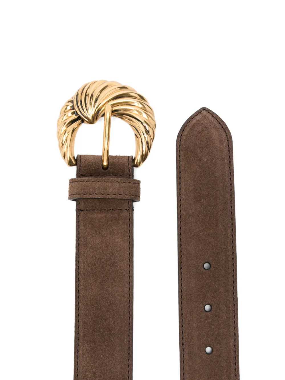 ETRO swirl-buckle suede belt - Bruin